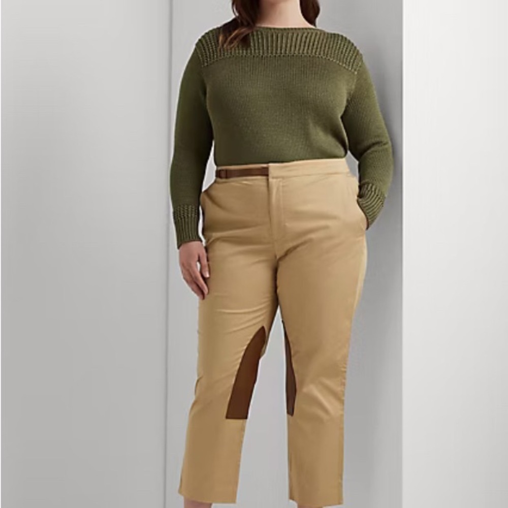 Lauren Ralph Lauren Leather-Trim Stretch Sateen tan Jodhpur Pant - Picture 2 of 5